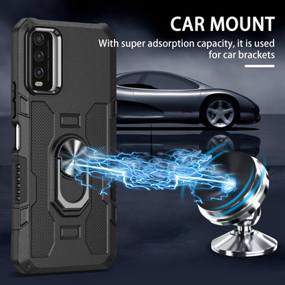 For vivo Y20 Ring Holder Armor Hybrid Phone Case(Black) - vivo Cases by buy2fix | Online Shopping UK | buy2fix