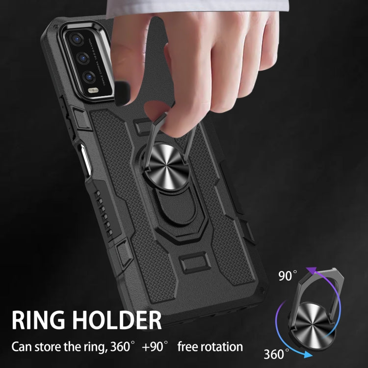 For vivo Y20 Ring Holder Armor Hybrid Phone Case(Black) - vivo Cases by buy2fix | Online Shopping UK | buy2fix