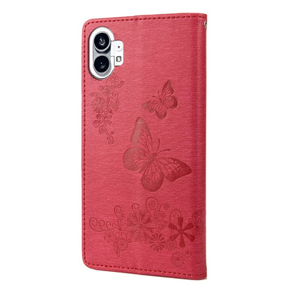 For Nothing Phone 1 Butterfly Embossed Horizontal Flip Leather Phone Case(Red) - Nothing Cases by buy2fix | Online Shopping UK | buy2fix