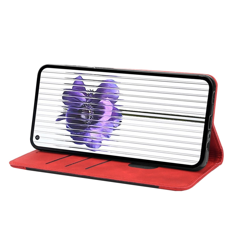 For Nothing Phone 1 Skin Feel Splicing Leather Phone Case(Red) - Nothing Cases by buy2fix | Online Shopping UK | buy2fix