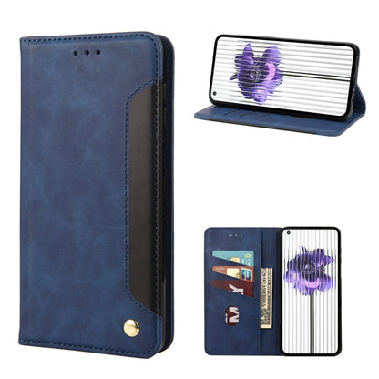 For Nothing Phone 1 Skin Feel Splicing Leather Phone Case(Blue) - Nothing Cases by buy2fix | Online Shopping UK | buy2fix