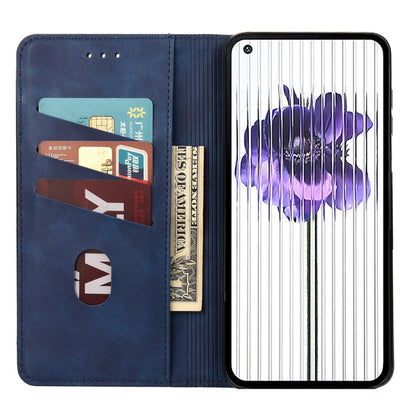 For Nothing Phone 1 Skin Feel Splicing Leather Phone Case(Blue) - Nothing Cases by buy2fix | Online Shopping UK | buy2fix