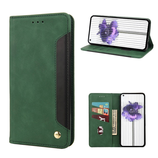 For Nothing Phone 1 Skin Feel Splicing Leather Phone Case(Green)
