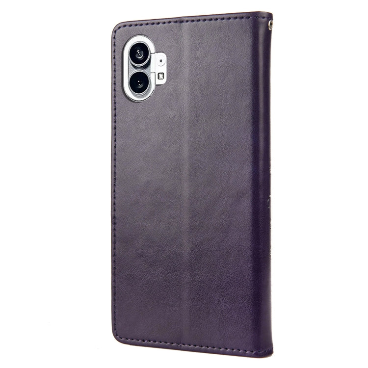 For Nothing Phone 1 Butterfly Flower Pattern Flip Leather Phone Case(Dark Purple) - Nothing Cases by buy2fix | Online Shopping UK | buy2fix