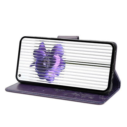 For Nothing Phone 1 Butterfly Flower Pattern Flip Leather Phone Case(Dark Purple) - Nothing Cases by buy2fix | Online Shopping UK | buy2fix