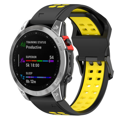 For Garmin Enduro / Coros Vertix 2 26mm Quick Release Double Row Silicone Watch Band(Black Yellow) - Watch Bands by buy2fix | Online Shopping UK | buy2fix