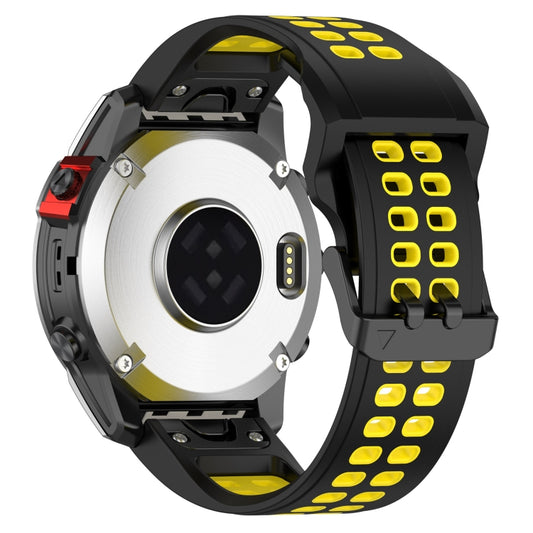 For Garmin Enduro / Coros Vertix 2 26mm Quick Release Double Row Silicone Watch Band(Black Yellow) - Watch Bands by buy2fix | Online Shopping UK | buy2fix