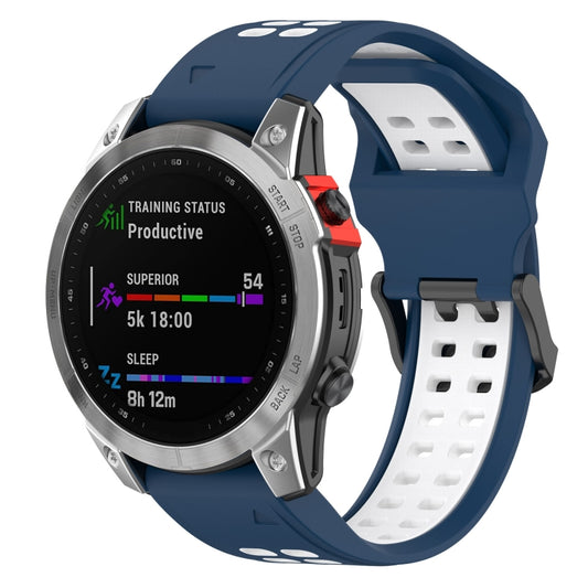 For Garmin Enduro / Coros Vertix 2 26mm Quick Release Double Row Silicone Watch Band(Blue White) - Watch Bands by buy2fix | Online Shopping UK | buy2fix