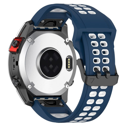 For Garmin Enduro / Coros Vertix 2 26mm Quick Release Double Row Silicone Watch Band(Blue White) - Watch Bands by buy2fix | Online Shopping UK | buy2fix