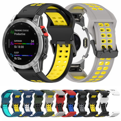 For Garmin Enduro / Coros Vertix 2 26mm Quick Release Double Row Silicone Watch Band(Black Yellow) - Watch Bands by buy2fix | Online Shopping UK | buy2fix