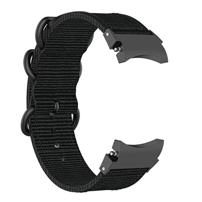 For Samsung Galaxy Watch4 / Watch4 Classic / Watch5 / Watch5 Pro Nylon Three-ring Watch Band(Black) - Watch Bands by buy2fix | Online Shopping UK | buy2fix