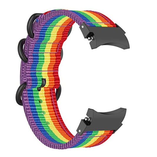 For Samsung Galaxy Watch4 / Watch4 Classic / Watch5 / Watch5 Pro Nylon Three-ring Watch Band(Rainbow) - Watch Bands by buy2fix | Online Shopping UK | buy2fix
