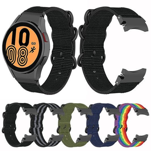 For Samsung Galaxy Watch4 / Watch4 Classic / Watch5 / Watch5 Pro Nylon Three-ring Watch Band(Black) - Watch Bands by buy2fix | Online Shopping UK | buy2fix