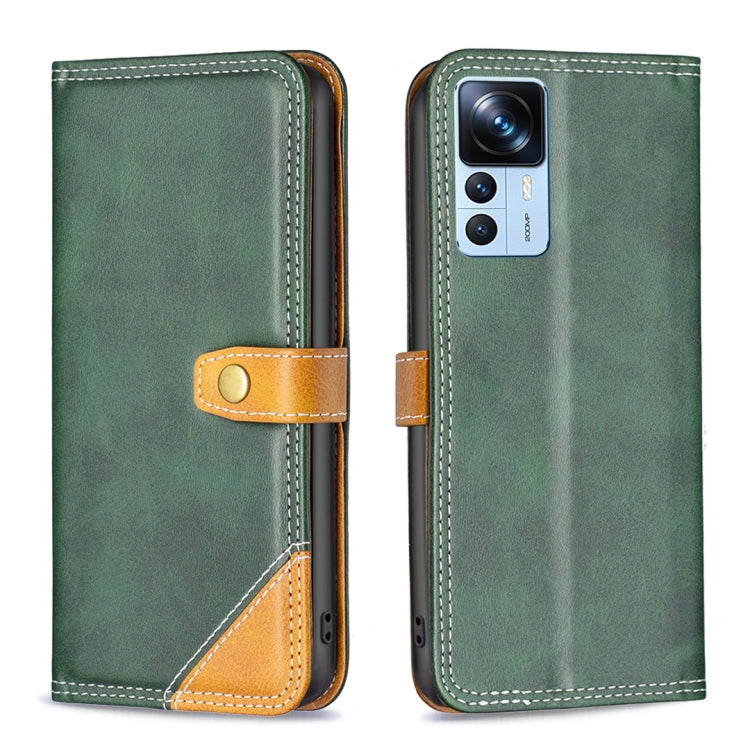 For Xiaomi 12T / 12T Pro / Redmi K50 Ultra Color Matching Double Sewing Thread Leather Phone Case(Green) - Xiaomi Cases by buy2fix | Online Shopping UK | buy2fix