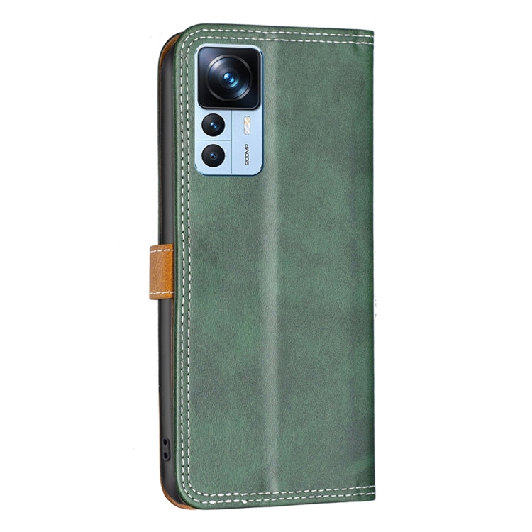 For Xiaomi 12T / 12T Pro / Redmi K50 Ultra Color Matching Double Sewing Thread Leather Phone Case(Green) - Xiaomi Cases by buy2fix | Online Shopping UK | buy2fix