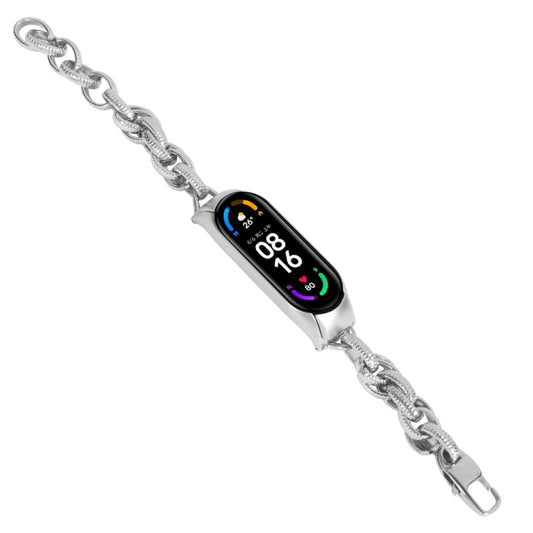 For Xiaomi Mi Band 7 Corrugated Twist Chain Metal Watch Band(Silver) - Watch Bands by buy2fix | Online Shopping UK | buy2fix