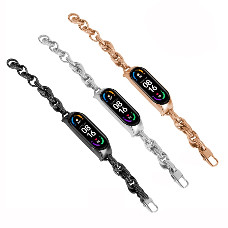For Xiaomi Mi Band 7 Corrugated Twist Chain Metal Watch Band(Silver) - Watch Bands by buy2fix | Online Shopping UK | buy2fix