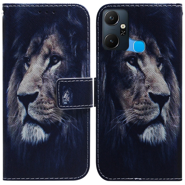 For Infinix Smart 6 Plus Coloured Drawing Horizontal Flip Leather Phone Case(Lion) - Infinix Cases by buy2fix | Online Shopping UK | buy2fix