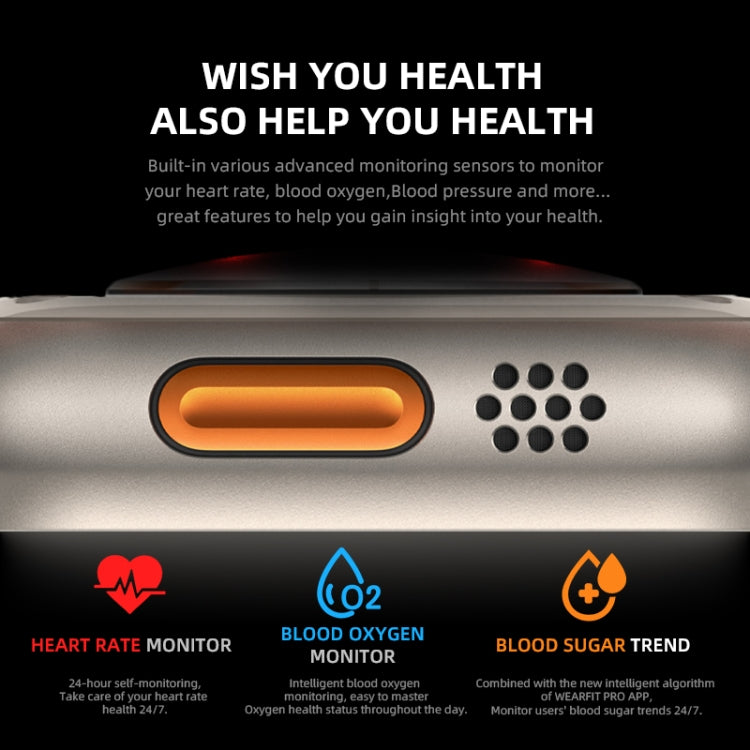 HW8 Ultra 2.02 inch TFT Screen Smart Watch, IP67 Waterproof Support Heart Rate & Blood Oxygen Monitoring / Multiple Sports Modes(Grey) by buy2fix