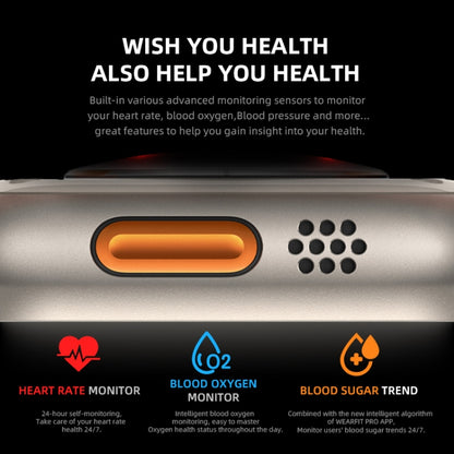 HW8 Ultra 2.02 inch TFT Screen Smart Watch, IP67 Waterproof Support Heart Rate & Blood Oxygen Monitoring / Multiple Sports Modes(Grey) by buy2fix