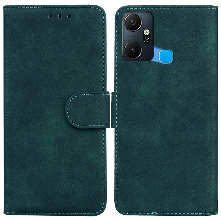 For Infinix Smart 6 Plus Skin Feel Pure Color Flip Leather Phone Case(Green) - Infinix Cases by buy2fix | Online Shopping UK | buy2fix