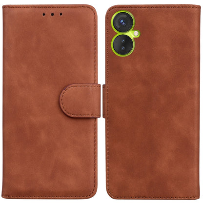 For Tecno Camon 19 Neo Skin Feel Pure Color Flip Leather Phone Case(Brown) by buy2fix