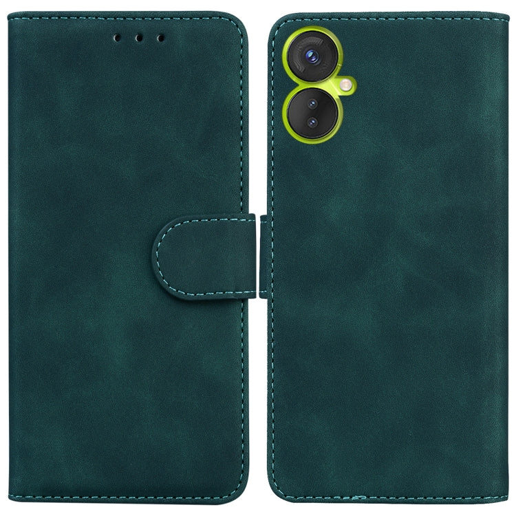 For Tecno Camon 19 Neo Skin Feel Pure Color Flip Leather Phone Case(Green) by buy2fix