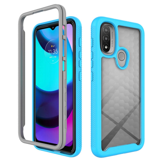 Pour Motorola Moto E20 Starry Sky Couleur unie TPU Clear PC Phone Case (Bleu ciel)