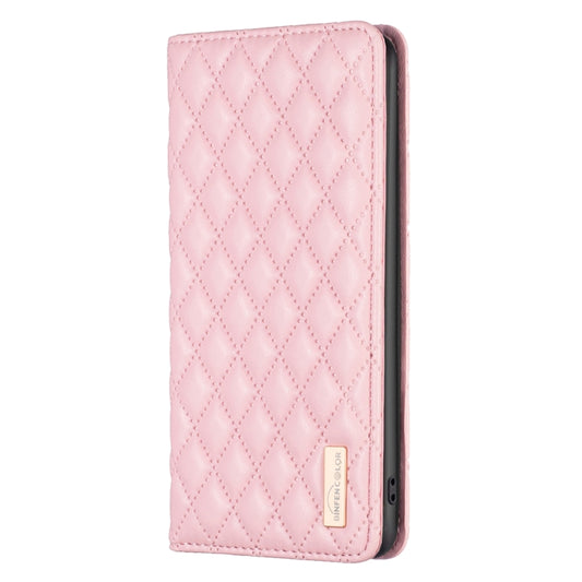 For Motorola Moto G32 4G Diamond Lattice Magnetic Leather Flip Phone Case(Pink) - Motorola Cases by buy2fix | Online Shopping UK | buy2fix