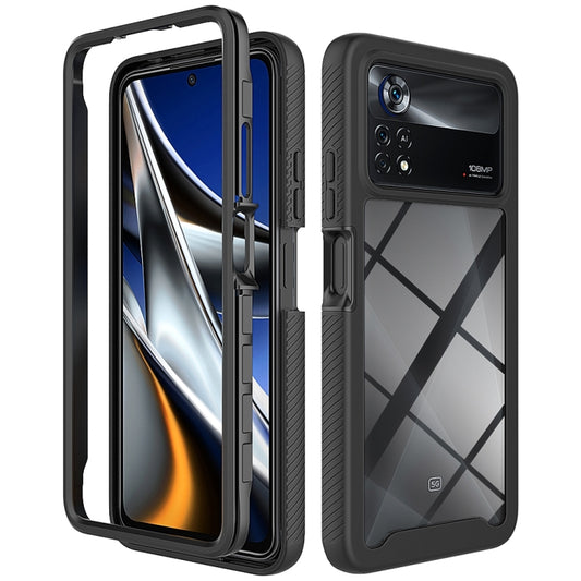 For Xiaomi Poco X4 Pro 5G Starry Sky Solid Color Shockproof TPU Clear PC Phone Case(Black) - Xiaomi Cases by buy2fix | Online Shopping UK | buy2fix