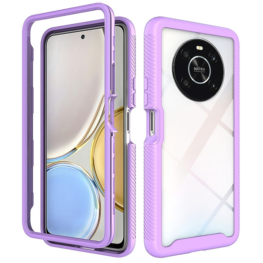 Pour Honor X9 4G / 5G / Magic 4 Lite Starry Sky Couleur unie Antichoc TPU Clear PC Phone Case (Violet)