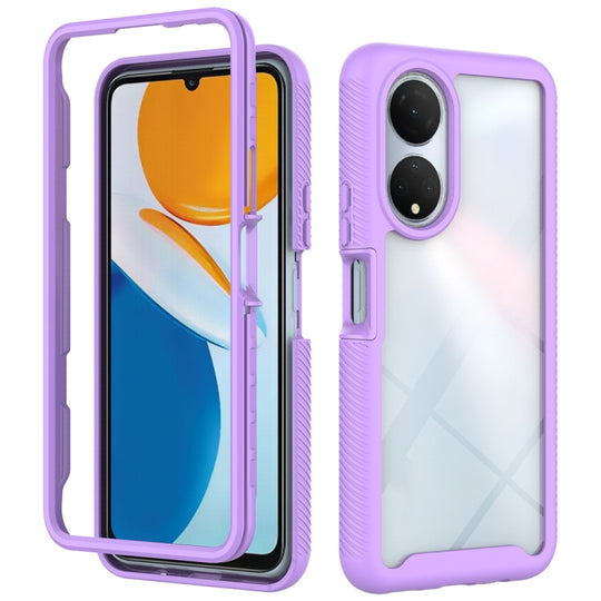 Pour Honor X7 Starry Sky Couleur unie Antichoc TPU Clear PC Phone Case (Violet)
