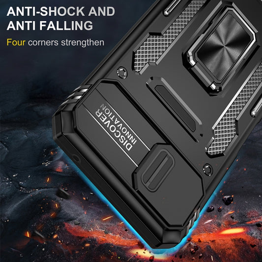 For Samsung Galaxy A22 5G Armor PC + TPU Camera Shield Phone Case(Black) by buy2fix