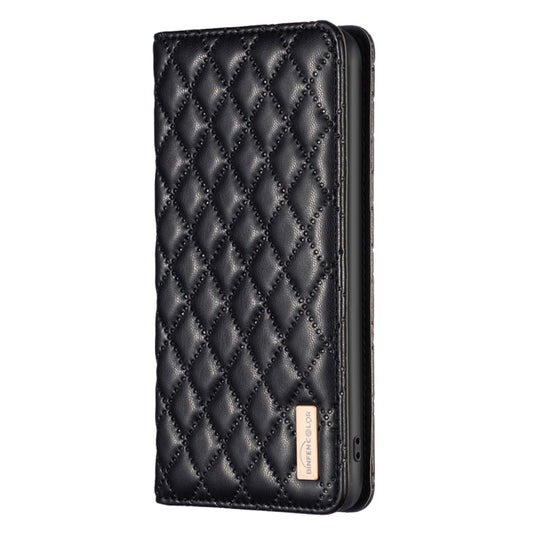 For Xiaomi Redmi Note 10 Pro / 10 Pro Max Diamond Lattice Magnetic Leather Flip Phone Case(Black) - Xiaomi Cases by buy2fix | Online Shopping UK | buy2fix