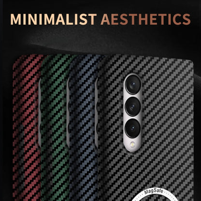 For Samsung Galaxy Z Fold3 5G Carbon Fiber Texture MagSafe Magnetic Phone Case(Black Silver) by buy2fix