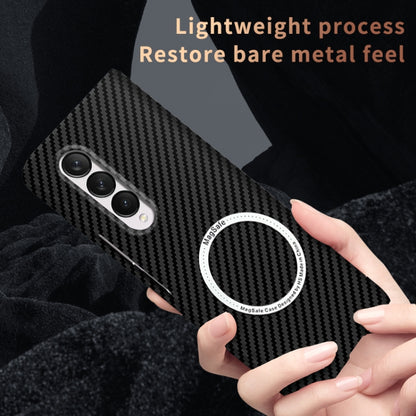 For Samsung Galaxy Z Fold3 5G Carbon Fiber Texture MagSafe Magnetic Phone Case(Black Silver) by buy2fix