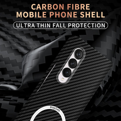 For Samsung Galaxy Z Fold3 5G Carbon Fiber Texture MagSafe Magnetic Phone Case(Black Silver) by buy2fix