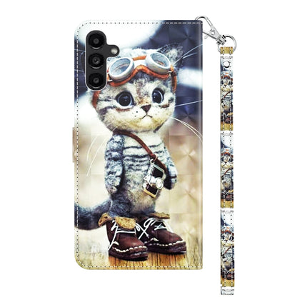 For Samsung Galaxy A14 5G 3D Painted Leather Phone Case(Naughty Cat) by buy2fix