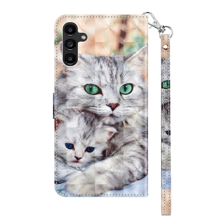 For Samsung Galaxy A14 5G 3D Painted Leather Phone Case(Two Loving Cats) by buy2fix