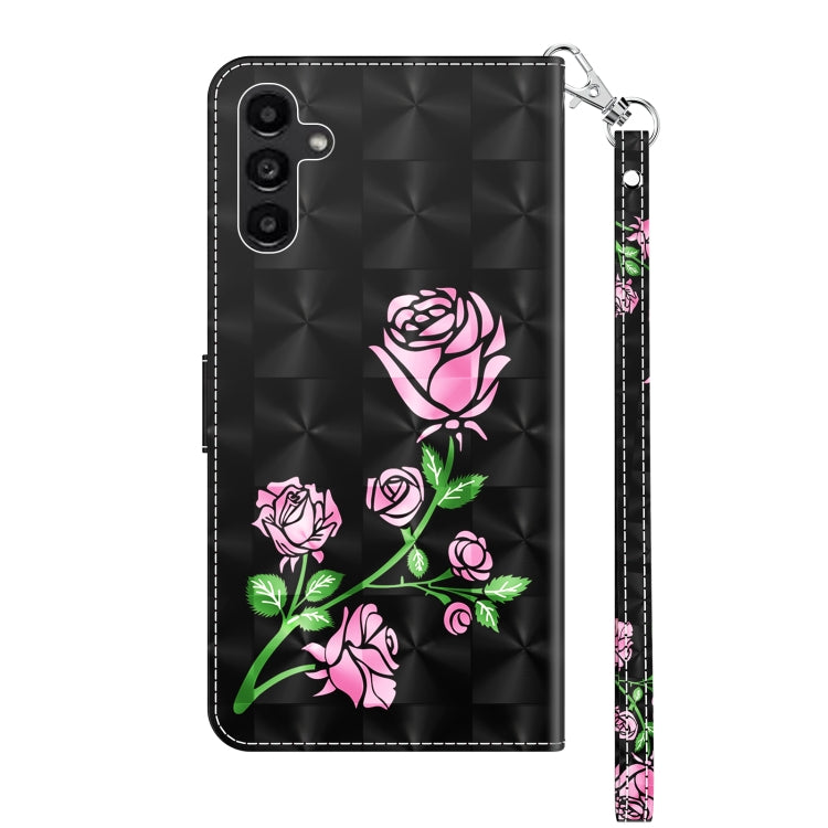 For Samsung Galaxy A14 5G 3D Painted Leather Phone Case(Rose) by buy2fix