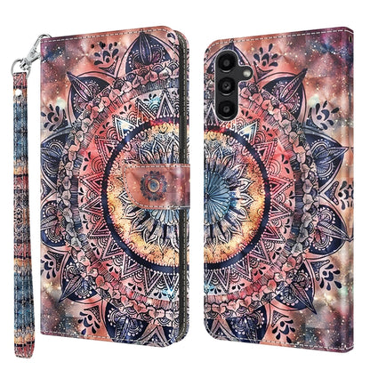 For Samsung Galaxy A14 5G 3D Painted Leather Phone Case(Colorful Mandala) by buy2fix