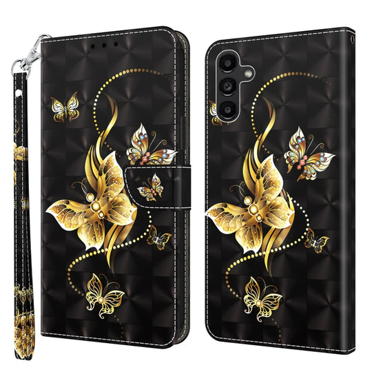 For Samsung Galaxy A14 5G 3D Painted Leather Phone Case(Golden Swallow Butterfly)