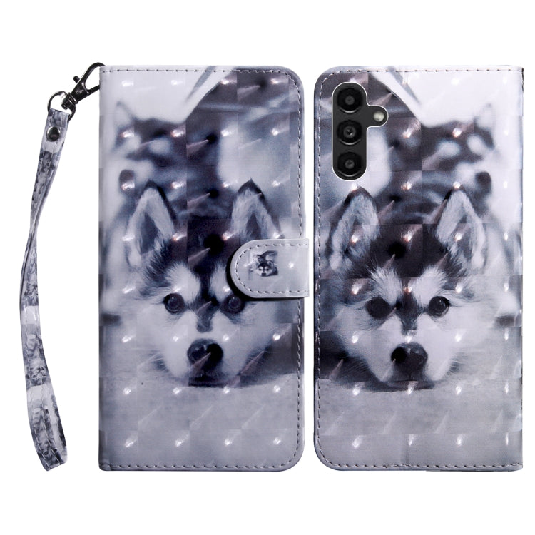 For Samsung Galaxy A14 5G 3D Painted Leather Phone Case(Husky) by buy2fix