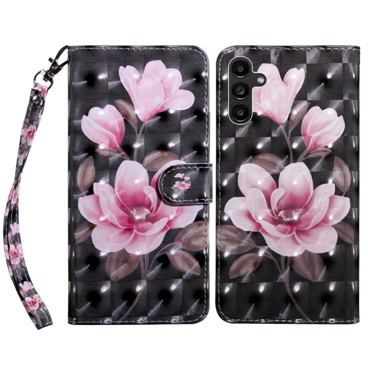 For Samsung Galaxy A14 5G 3D Painted Leather Phone Case(Pink Flower) by buy2fix