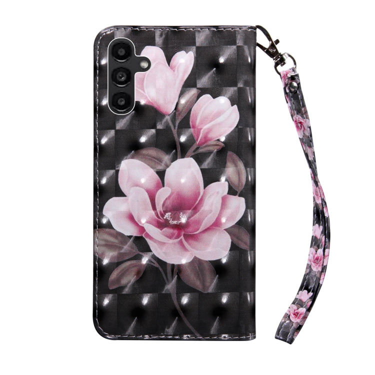 For Samsung Galaxy A14 5G 3D Painted Leather Phone Case(Pink Flower) by buy2fix