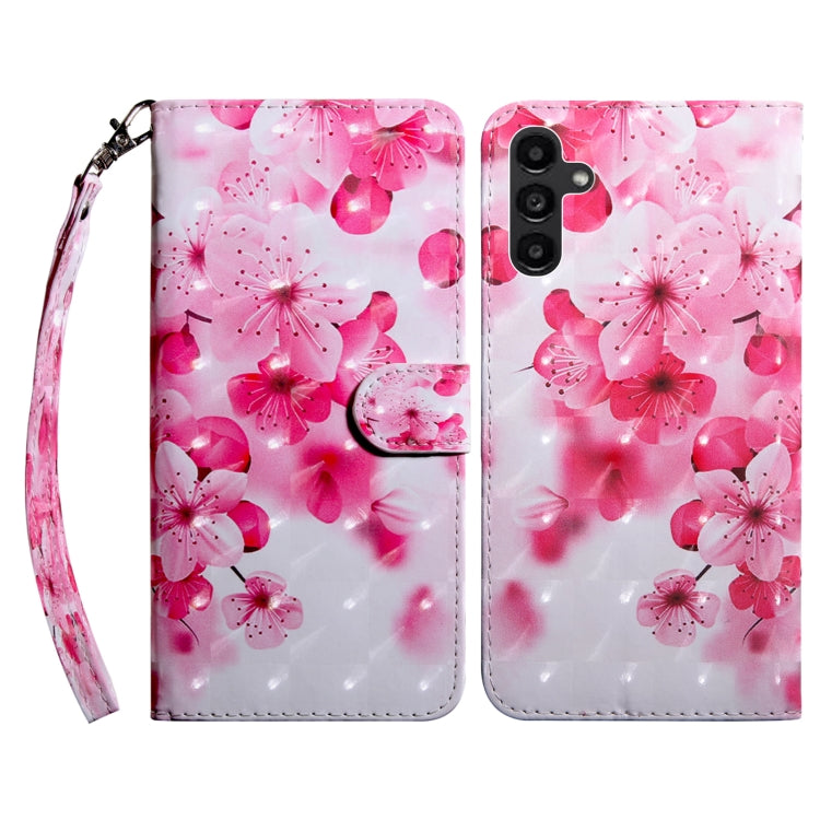 For Samsung Galaxy A14 5G 3D Painted Leather Phone Case(Red Flower) by buy2fix