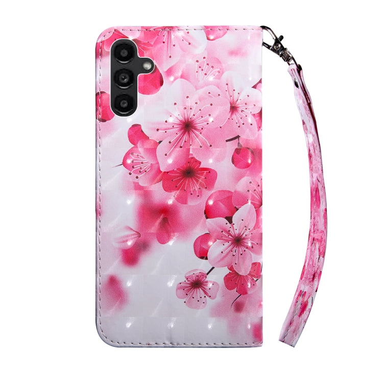 For Samsung Galaxy A14 5G 3D Painted Leather Phone Case(Red Flower) by buy2fix