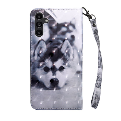 For Samsung Galaxy A14 5G 3D Painted Leather Phone Case(Smile Cat) by buy2fix