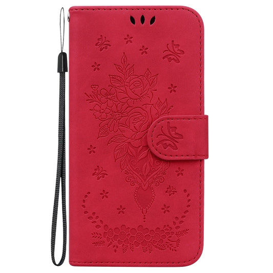 For Infinix Smart 6 Plus Butterfly Rose Embossed Leather Phone Case(Red) - Infinix Cases by buy2fix | Online Shopping UK | buy2fix