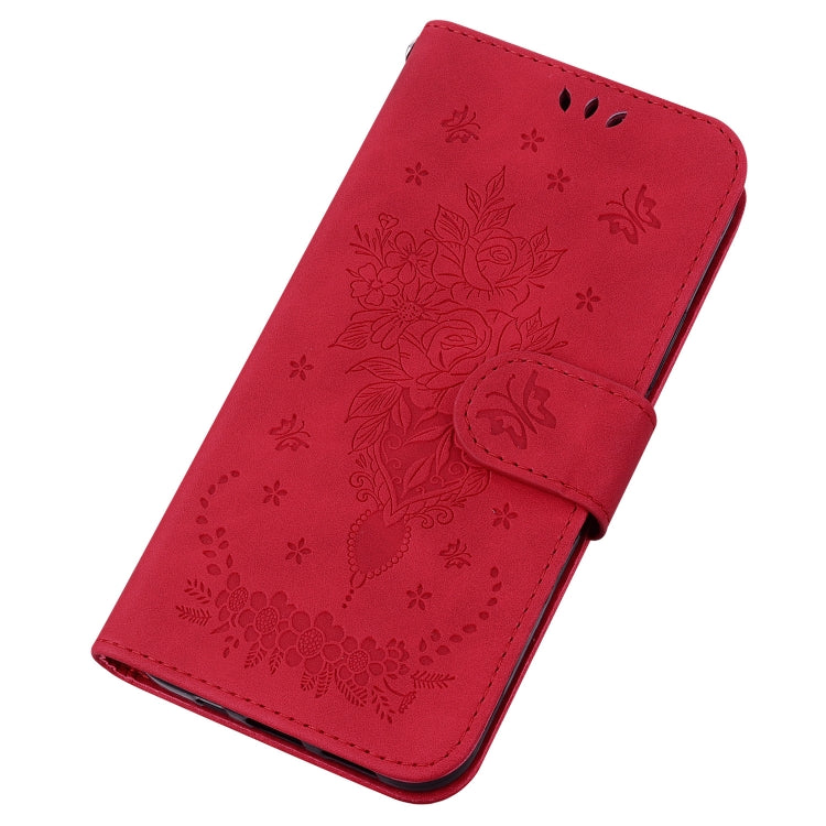 For Infinix Smart 6 Plus Butterfly Rose Embossed Leather Phone Case(Red) - Infinix Cases by buy2fix | Online Shopping UK | buy2fix